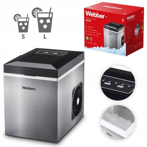 Kostkarka do lodu WEBBER domowa maszyna do kostek 10kg 165W ekspresowy lód Kostkarka do lodu WEBBER domowa maszyna do kostek 10kg 165W ekspresowy lód