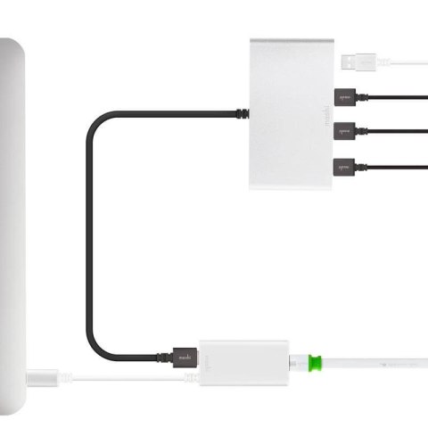 Moshi USB-C to Gigabit Ethernet Adapter - Aluminiowa przejściówka z USB-C na Gigabit Ethernet (srebrny) Moshi USB-C to Gigabit Ethernet Adapter - Aluminiowa przejściówka z USB-C na Gigabit Ethernet (srebrny)