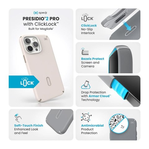 Speck Presidio2 Pro ClickLock & MagSafe - Etui iPhone 16 Pro Max (Bleached Bone / Heirloom Gold / Hazel Brown) Speck Presidio2 Pro ClickLock & MagSafe - Etui iPhone 16 Pro Max (Bleached Bone / Heirloom Gold / Hazel Brown)