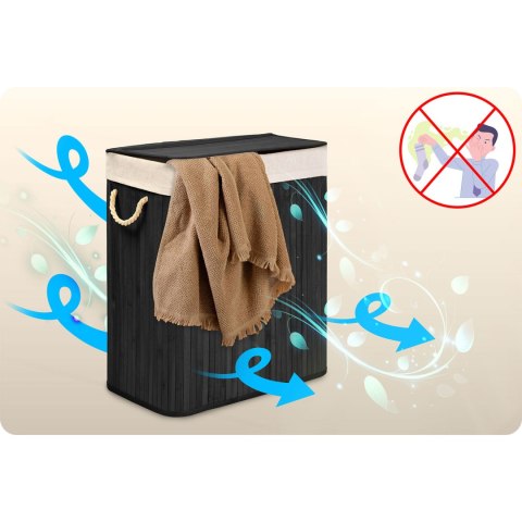 Bambusowy kosz na pranie bieliznę z pokrywą 100 l Massido