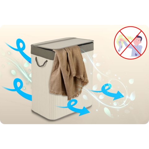 Bambusowy kosz na pranie bieliznę z pokrywą 100 l Massido