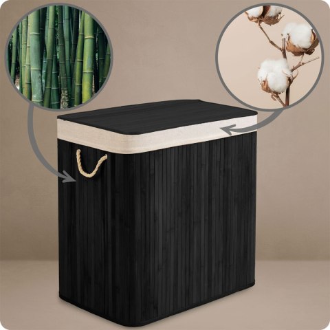 Bambusowy kosz na pranie bieliznę z pokrywą 150 l Massido