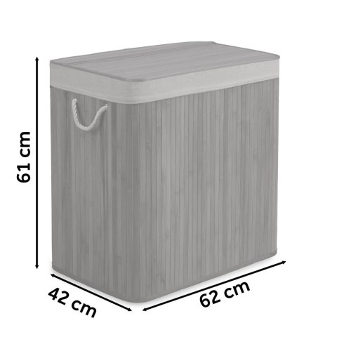 Bambusowy kosz na pranie bieliznę z pokrywą 150 l Massido