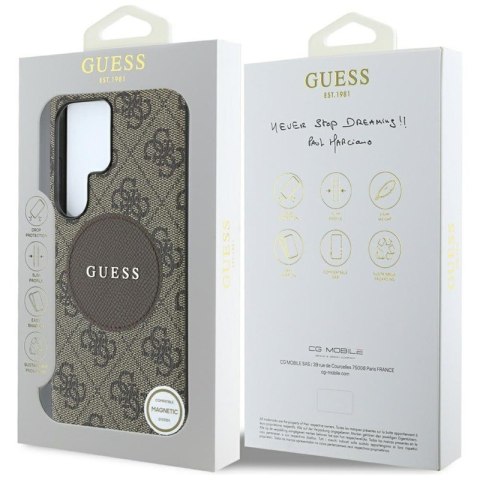 Guess 4G Round Patch Classic Logo MagSafe - Etui do Samsung Galaxy S25 Ultra (brązowy) Guess 4G Round Patch Classic Logo MagSafe - Etui do Samsung Galaxy S25 Ultra (brązowy)