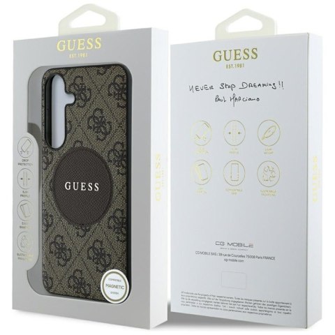 Guess 4G Round Patch Classic Logo MagSafe - Etui do Samsung Galaxy S25 (brązowy) Guess 4G Round Patch Classic Logo MagSafe - Etui do Samsung Galaxy S25 (brązowy)