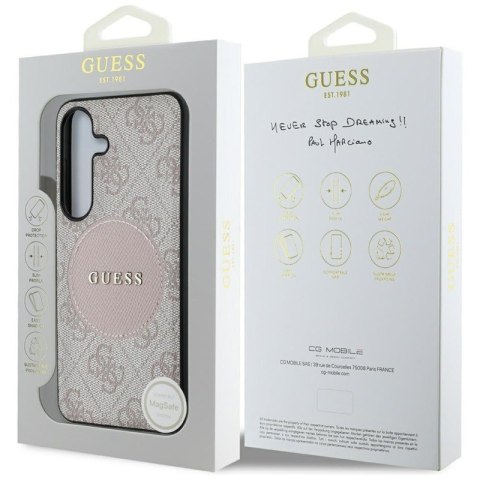 Guess 4G Round Patch Classic Logo MagSafe - Etui do Samsung Galaxy S25 (różowy) Guess 4G Round Patch Classic Logo MagSafe - Etui do Samsung Galaxy S25 (różowy)