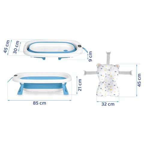 Wanienka dla dzieci, niemowląt z termometrem i wkładką RK-287 biało-niebieska
