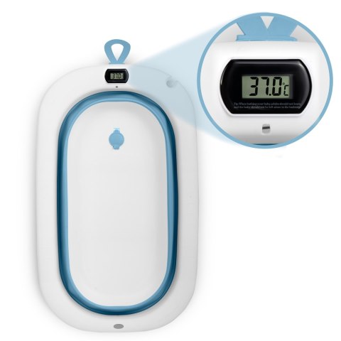 Wanienka dla dzieci, niemowląt z termometrem i wkładką RK-287 biało-niebieska