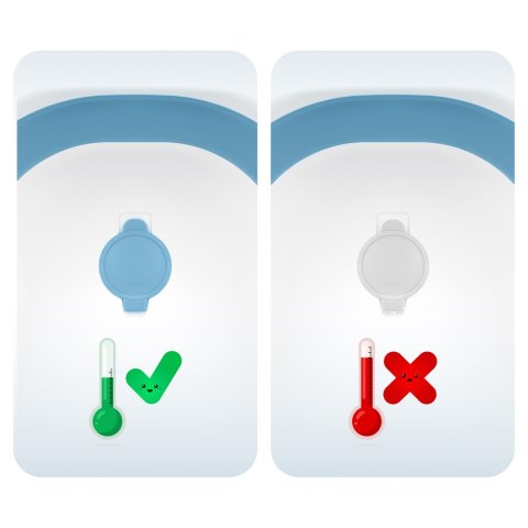 Wanienka dla dzieci, niemowląt z termometrem i wkładką RK-287 biało-niebieska