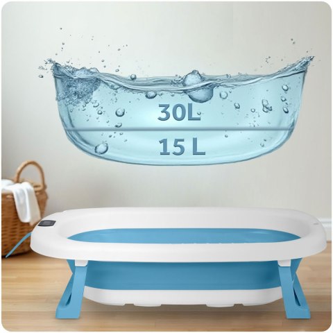 Wanienka dla dzieci, niemowląt z termometrem i wkładką RK-287 biało-niebieska