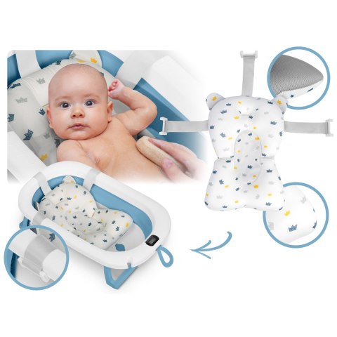 Wanienka dla dzieci, niemowląt z termometrem i wkładką RK-287 biało-niebieska