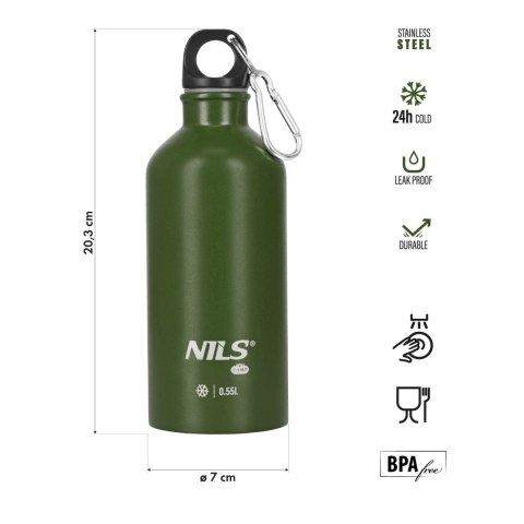 NC3801 BUTELKA TURYSTYCZNA 550ML ZIELONA NILS CAMP
