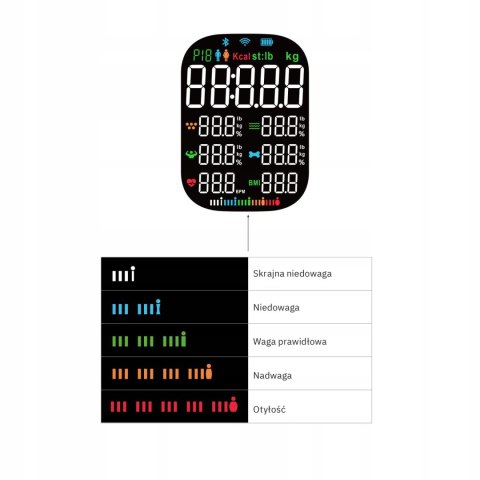 Waga Łazienkowa Analityczna 16 Parametrów Apple Health, Google Fit, IF1320B Waga Łazienkowa Analityczna 16 Parametrów Apple Health, Google Fit, IF1320B