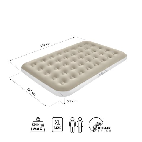 NC2802 MATERAC KEMPINGOWY 191X137X22 CM BEŻOWY NILS CAMP