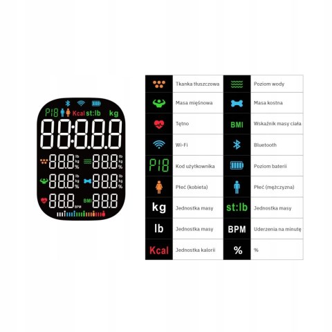 Waga Łazienkowa Analityczna 16 Parametrów Apple Health, Google Fit, IF1321C Waga Łazienkowa Analityczna 16 Parametrów Apple Health, Google Fit, IF1321C