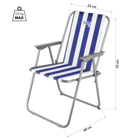 NC3503 KRZESŁO KEMPINGOWE SKŁADANE NIEBIESKO-BIAŁE NILS CAMP