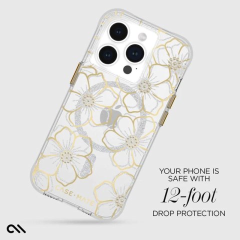 Case-Mate Floral Gems MagSafe - Etui iPhone 15 Pro (Gold) Case-Mate Floral Gems MagSafe - Etui iPhone 15 Pro (Gold)