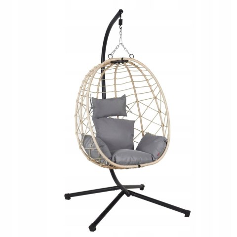 FOTEL WISZĄCY BUJANY OGRODOWY KOSZ HUŚTAWKA JAJO KOKON PREMIUM + PODUSZKI FOTEL WISZĄCY BUJANY OGRODOWY KOSZ HUŚTAWKA JAJO KOKON PREMIUM + PODUSZKI