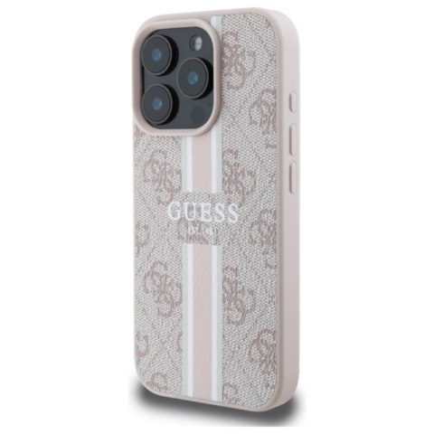 Guess 4G Printed Stripes MagSafe - Etui iPhone 16 Pro Max (różowy) Guess 4G Printed Stripes MagSafe - Etui iPhone 16 Pro Max (różowy)
