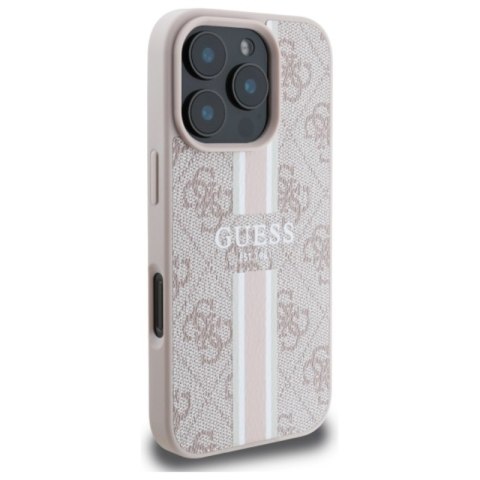 Guess 4G Printed Stripes MagSafe - Etui iPhone 16 Pro Max (różowy) Guess 4G Printed Stripes MagSafe - Etui iPhone 16 Pro Max (różowy)