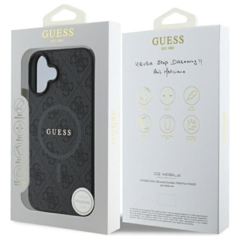 Guess 4G Ring Classic Logo MagSafe - Etui iPhone 16 (czarny) Guess 4G Ring Classic Logo MagSafe - Etui iPhone 16 (czarny)
