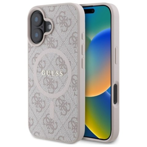 Guess 4G Ring Classic Logo MagSafe - Etui iPhone 16 (różowy) Guess 4G Ring Classic Logo MagSafe - Etui iPhone 16 (różowy)