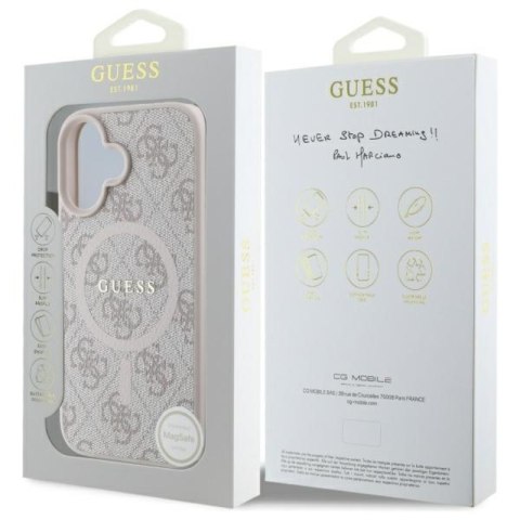 Guess 4G Ring Classic Logo MagSafe - Etui iPhone 16 (różowy) Guess 4G Ring Classic Logo MagSafe - Etui iPhone 16 (różowy)