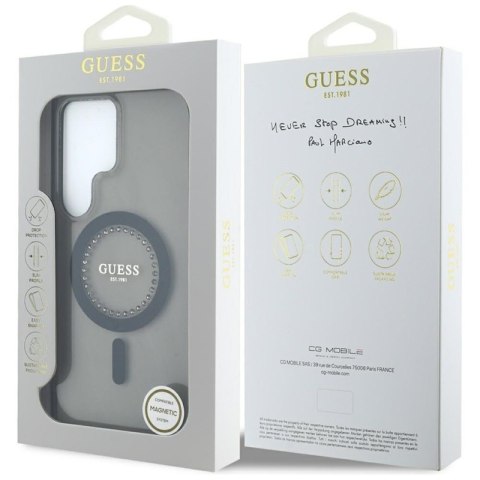 Guess Rhinestones Printed Classic Logo MagSafe - Etui do Samsung Galaxy S25 Ultra (czarny) Guess Rhinestones Printed Classic Logo MagSafe - Etui do Samsung Galaxy S25 Ultra (czarny)