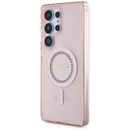 Guess Rhinestones Printed Classic Logo MagSafe - Etui do Samsung Galaxy S25 Ultra (różowy)