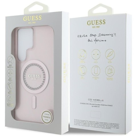 Guess Rhinestones Printed Classic Logo MagSafe - Etui do Samsung Galaxy S25 Ultra (różowy) Guess Rhinestones Printed Classic Logo MagSafe - Etui do Samsung Galaxy S25 Ultra (różowy)