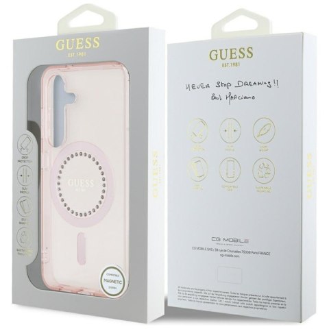 Guess Rhinestones Printed Classic Logo MagSafe - Etui do Samsung Galaxy S25 (różowy) Guess Rhinestones Printed Classic Logo MagSafe - Etui do Samsung Galaxy S25 (różowy)