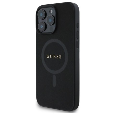 Guess Saffiano Classic Logo MagSafe - Etui iPhone 16 Pro Max (czarny) Guess Saffiano Classic Logo MagSafe - Etui iPhone 16 Pro Max (czarny)
