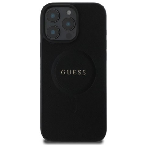 Guess Saffiano Classic Logo MagSafe - Etui iPhone 16 Pro Max (czarny) Guess Saffiano Classic Logo MagSafe - Etui iPhone 16 Pro Max (czarny)