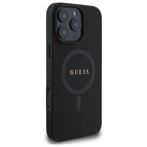 Guess Saffiano Classic Logo MagSafe - Etui iPhone 16 Pro Max (czarny) Guess Saffiano Classic Logo MagSafe - Etui iPhone 16 Pro Max (czarny)