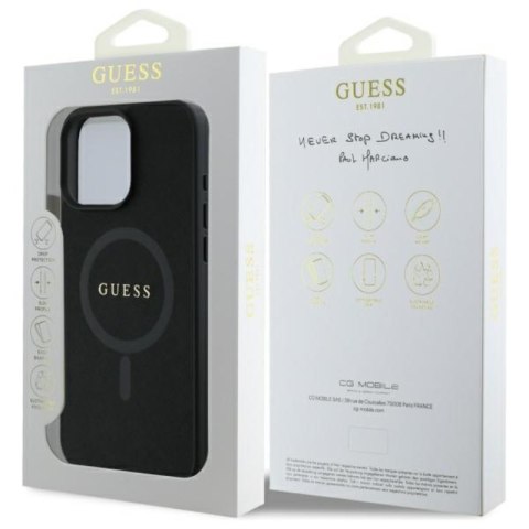 Guess Saffiano Classic Logo MagSafe - Etui iPhone 16 Pro Max (czarny) Guess Saffiano Classic Logo MagSafe - Etui iPhone 16 Pro Max (czarny)