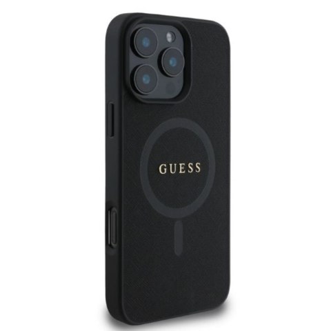 Guess Saffiano Classic Logo MagSafe - Etui iPhone 16 Pro (czarny) Guess Saffiano Classic Logo MagSafe - Etui iPhone 16 Pro (czarny)