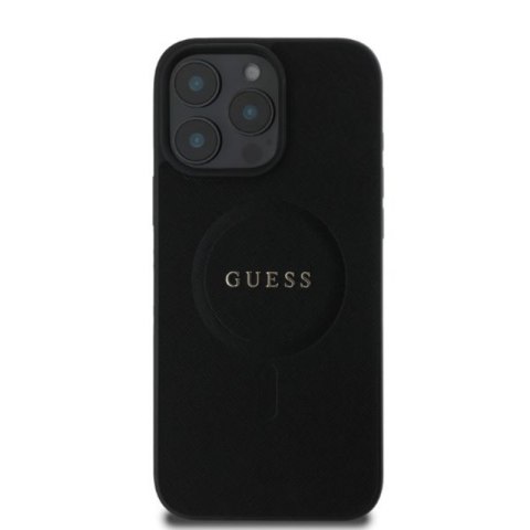 Guess Saffiano Classic Logo MagSafe - Etui iPhone 16 Pro (czarny) Guess Saffiano Classic Logo MagSafe - Etui iPhone 16 Pro (czarny)