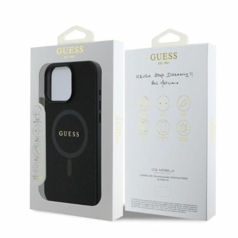 Guess Saffiano Classic Logo MagSafe - Etui iPhone 16 Pro (czarny) Guess Saffiano Classic Logo MagSafe - Etui iPhone 16 Pro (czarny)