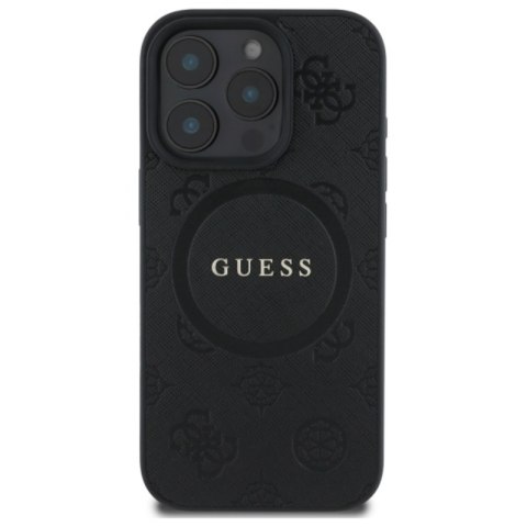 Guess Saffiano Peony Classic Logo MagSafe - Etui iPhone 16 Pro Max (czarny) Guess Saffiano Peony Classic Logo MagSafe - Etui iPhone 16 Pro Max (czarny)