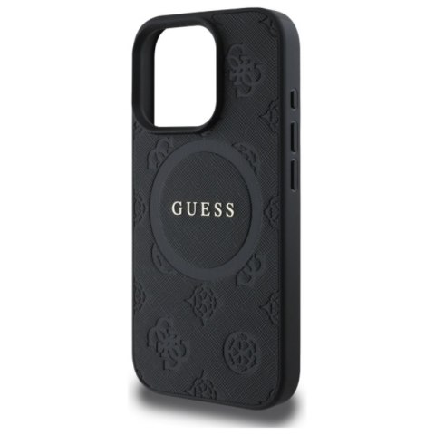 Guess Saffiano Peony Classic Logo MagSafe - Etui iPhone 16 Pro Max (czarny) Guess Saffiano Peony Classic Logo MagSafe - Etui iPhone 16 Pro Max (czarny)