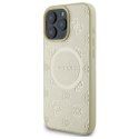 Guess Saffiano Peony Classic Logo MagSafe - Etui iPhone 16 Pro Max (złoty)