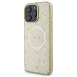 Guess Saffiano Peony Classic Logo MagSafe - Etui iPhone 16 Pro Max (złoty)