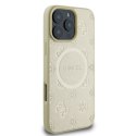 Guess Saffiano Peony Classic Logo MagSafe - Etui iPhone 16 Pro (złoty)
