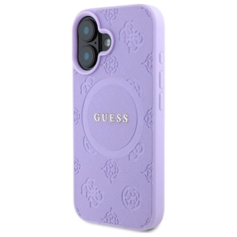 Guess Saffiano Peony Classic Logo MagSafe - Etui iPhone 16 (fioletowy) Guess Saffiano Peony Classic Logo MagSafe - Etui iPhone 16 (fioletowy)