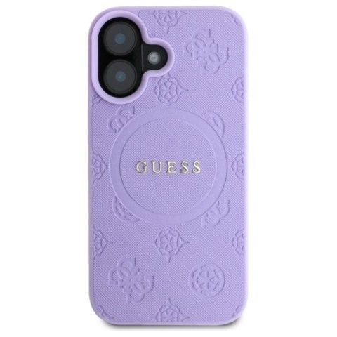Guess Saffiano Peony Classic Logo MagSafe - Etui iPhone 16 (fioletowy) Guess Saffiano Peony Classic Logo MagSafe - Etui iPhone 16 (fioletowy)