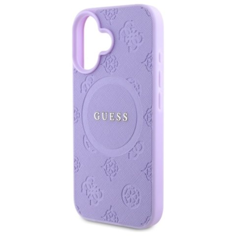 Guess Saffiano Peony Classic Logo MagSafe - Etui iPhone 16 (fioletowy) Guess Saffiano Peony Classic Logo MagSafe - Etui iPhone 16 (fioletowy)