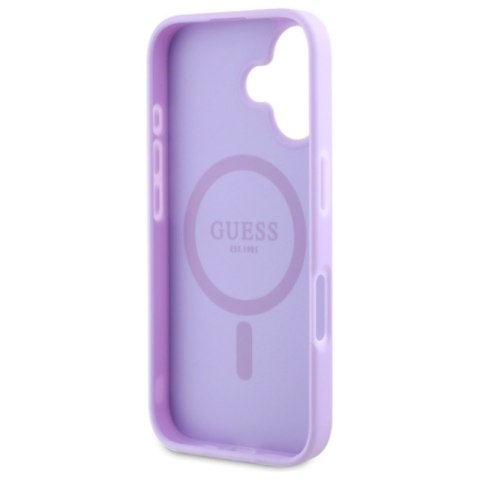 Guess Saffiano Peony Classic Logo MagSafe - Etui iPhone 16 (fioletowy) Guess Saffiano Peony Classic Logo MagSafe - Etui iPhone 16 (fioletowy)