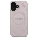 Guess Saffiano Peony Classic Logo MagSafe - Etui iPhone 16 (różowy)