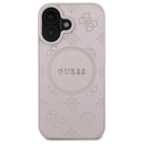 Guess Saffiano Peony Classic Logo MagSafe - Etui iPhone 16 (różowy) Guess Saffiano Peony Classic Logo MagSafe - Etui iPhone 16 (różowy)