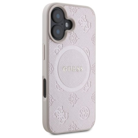 Guess Saffiano Peony Classic Logo MagSafe - Etui iPhone 16 (różowy) Guess Saffiano Peony Classic Logo MagSafe - Etui iPhone 16 (różowy)